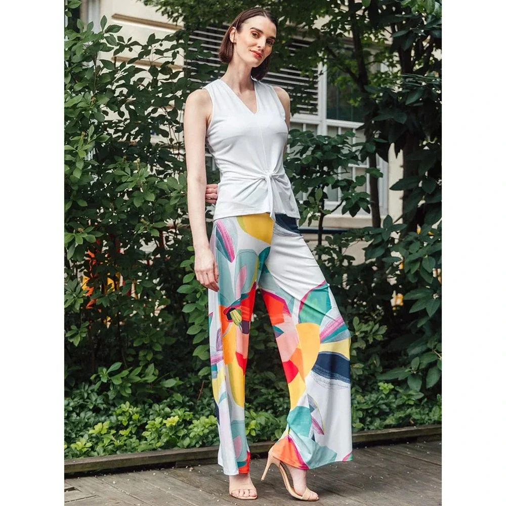 Clara Sunwoo Women's Palazzo Floral White Pants Size XL Wide Pants NWT - Picture 5 of 5